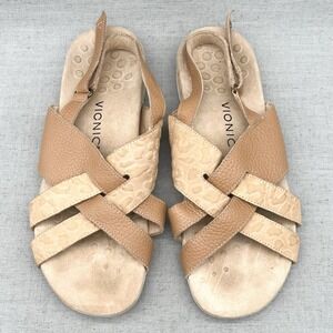 Vionic Womens 11 Eira Sandals Shoes Beige Tan Slingback Strappy Orthotic Comfort